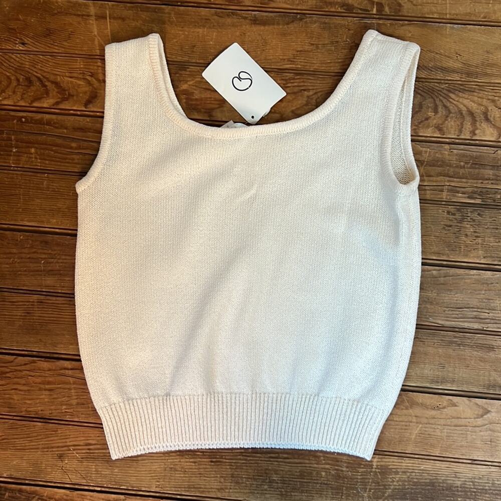 Vintage St John Santana knit cream tank top size small NWT - Picture 2 of 5